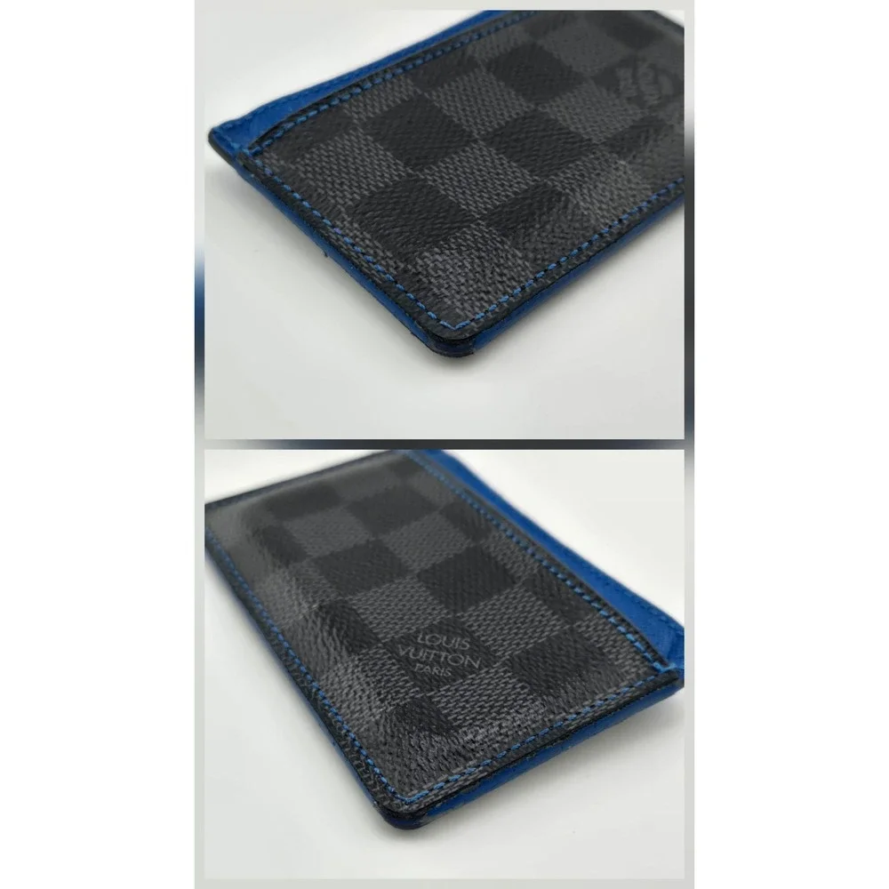 Louis Vuitton Damier Graphite Porte Cartes Simple Card Holder Blue N64029